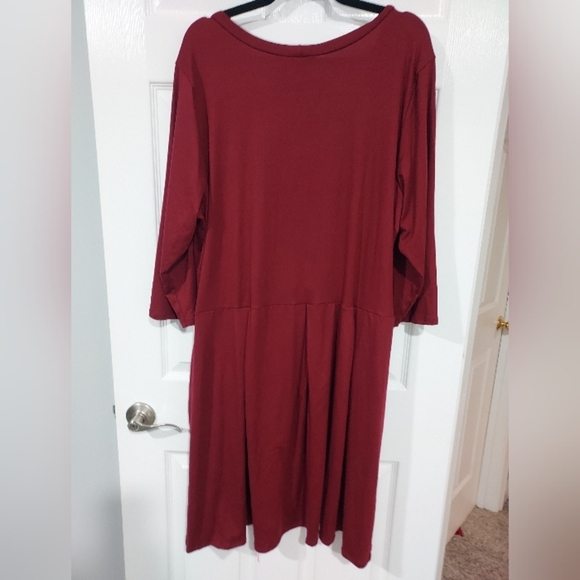 NWOT 24seven Comfort Apparel Wine Fit and Flare Plus Size Dress in Size 3X - Picture 11 of 12